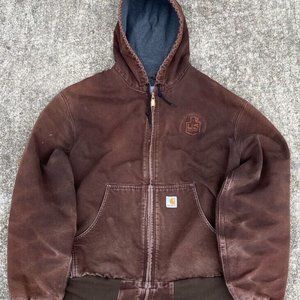 Vintage Carhartt J158 DKB Fleece Lined Active Jacket Men's XL Perfect Fade!!
